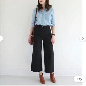 Everlane The Wide Leg Crop Pant Regular Black Jeans Size 2